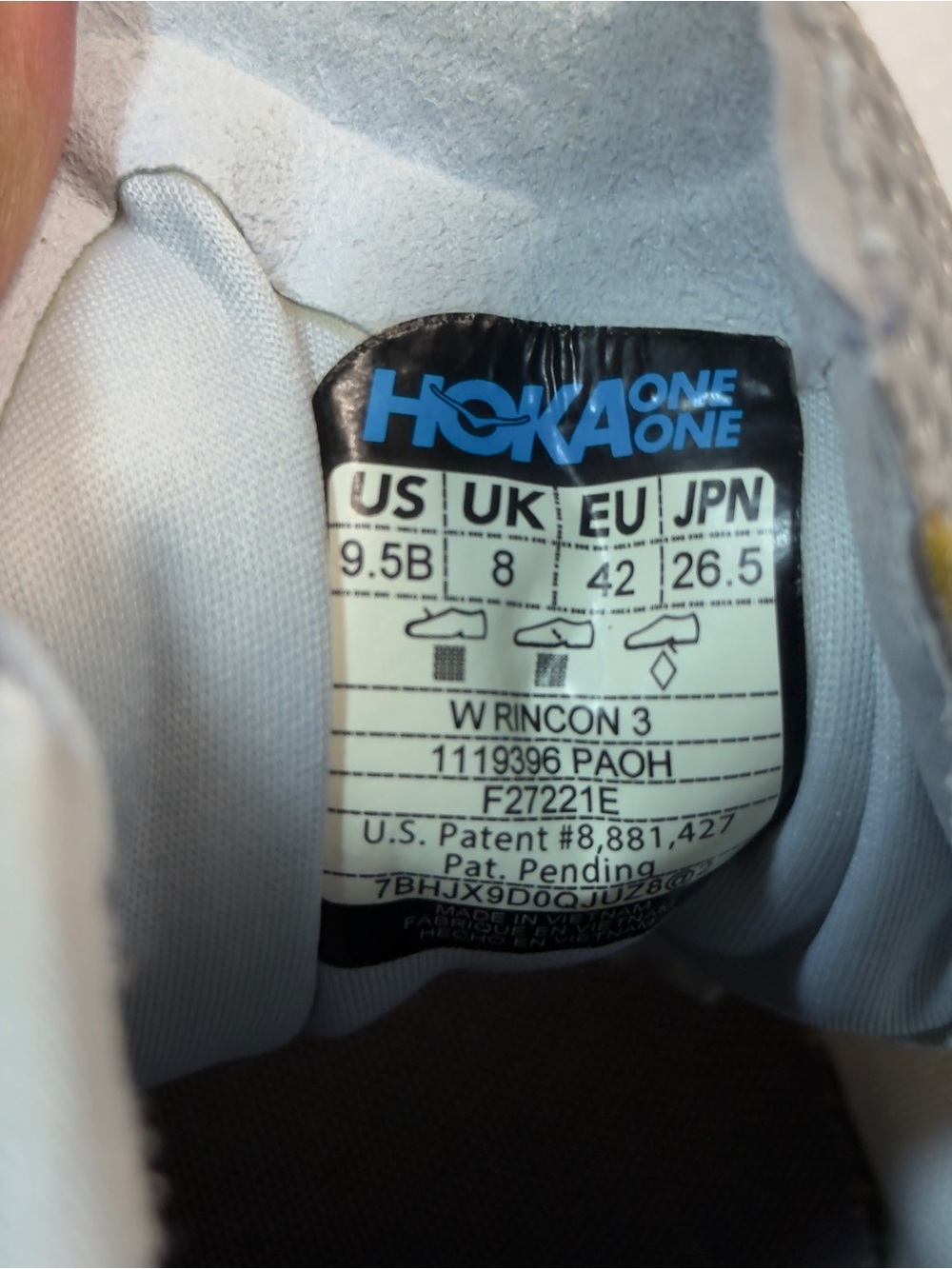 Hoka Rincon 3 Women's Running Shoes Size 9.5 Blue Fog Plein Air 1119396 PAOH - Picture 2 of 11